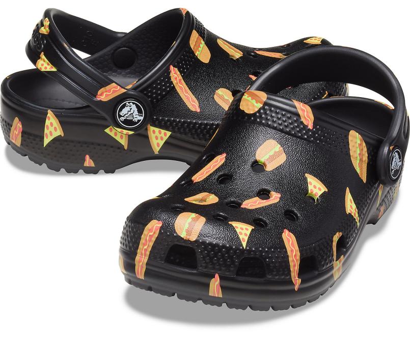 Clogs | Girls/Boys Crocs Kids' Classic Food Print Clog Black