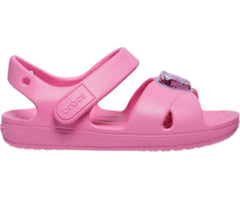 Sandals | Girls Crocs Kids' Classic Cross-Strap Charm Sandal Pink Lemonade