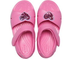Sandals | Girls Crocs Kids' Classic Cross-Strap Charm Sandal Pink Lemonade