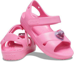 Sandals | Girls Crocs Kids' Classic Cross-Strap Charm Sandal Pink Lemonade