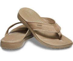 Sandals | Men Crocs Santa Cruz Canvas Flip Khaki / Walnut