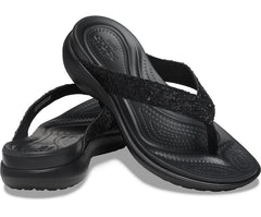 Sandals | Women Crocs Capri V Glitter Flip Black