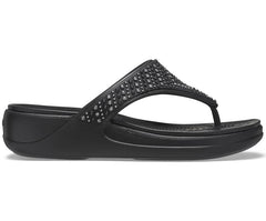 Sandals | Women Crocs Crocs Monterey Shimmer Wedge Flip Black