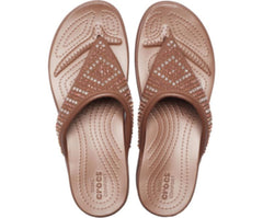 Sandals | Women Crocs Crocs Monterey Shimmer Wedge Flip Bronze