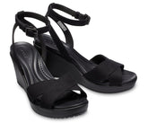 Wedges | Women Crocs Leigh II Cross-Strap Ankle Wedge Black / Black