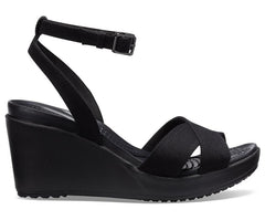 Wedges | Women Crocs Leigh II Cross-Strap Ankle Wedge Black / Black