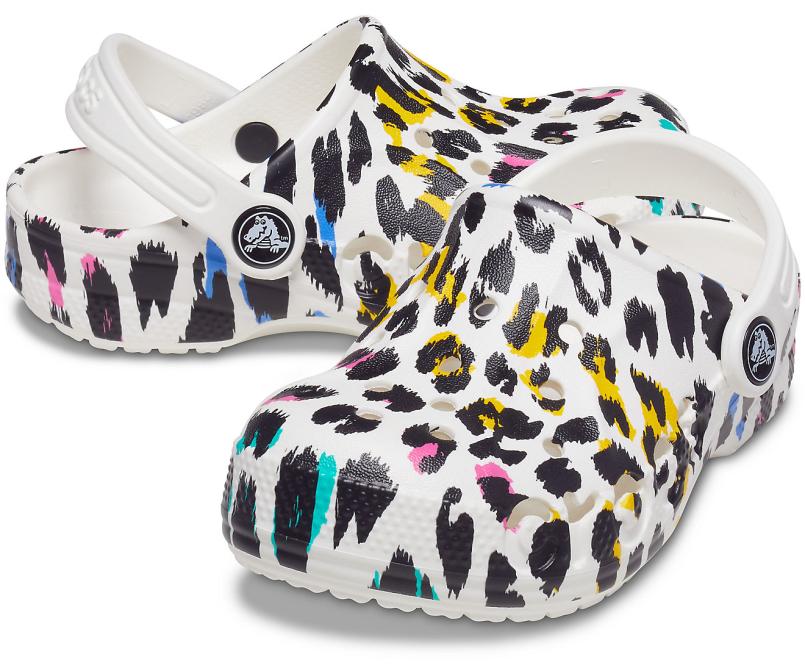Clogs | Girls/Boys Crocs Kids&#039; Baya Graphic Clog White/leopard