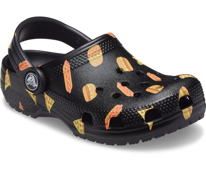 Clogs | Girls/Boys Crocs Kids&#039; Classic Food Print Clog Black