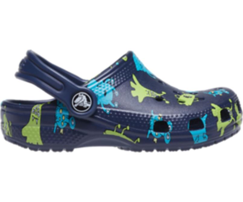 Clogs | Girls/Boys Crocs Kids&#039; Classic Monster Print Clog Navy
