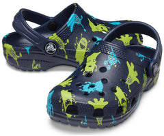 Clogs | Girls/Boys Crocs Kids&#039; Classic Monster Print Clog Navy