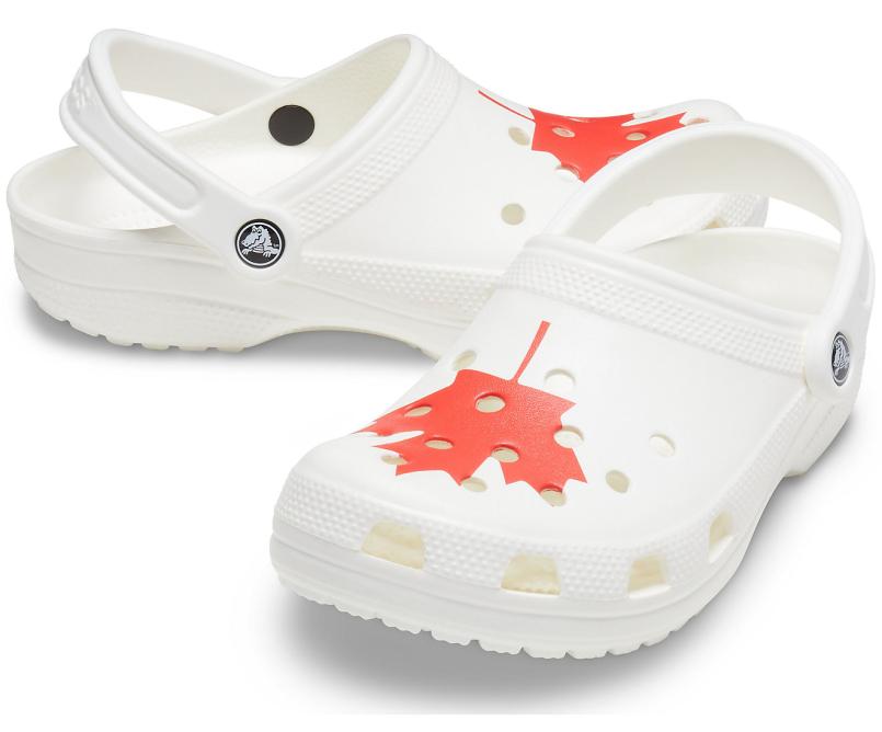 Clogs | Women/Men Crocs Classic Canadian Flag Clog White