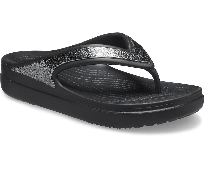 Flip-Flops | Women Crocs Crocs Sloane Shine Wedge Flip Black