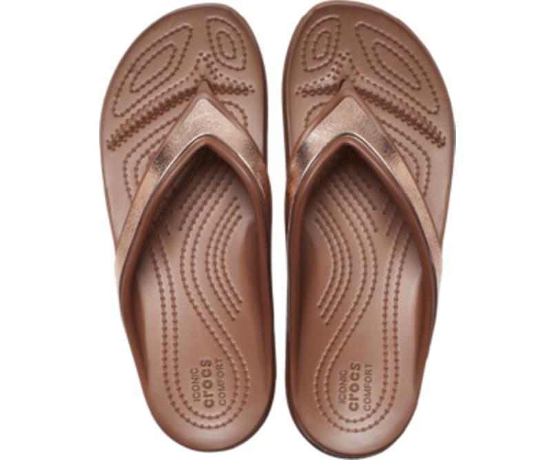 Flip-Flops | Women Crocs Crocs Sloane Shine Wedge Flip Bronze