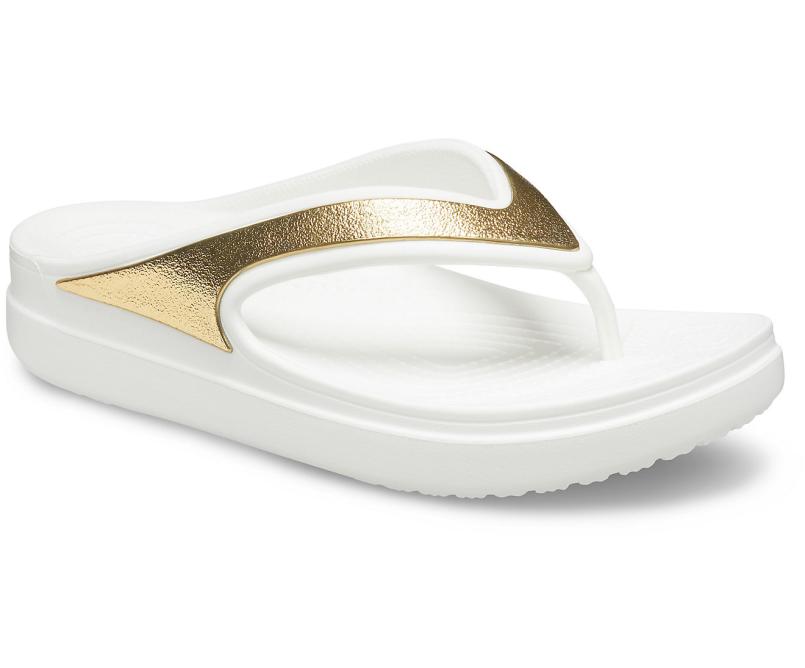 Flip-Flops | Women Crocs Crocs Sloane Shine Wedge Flip White