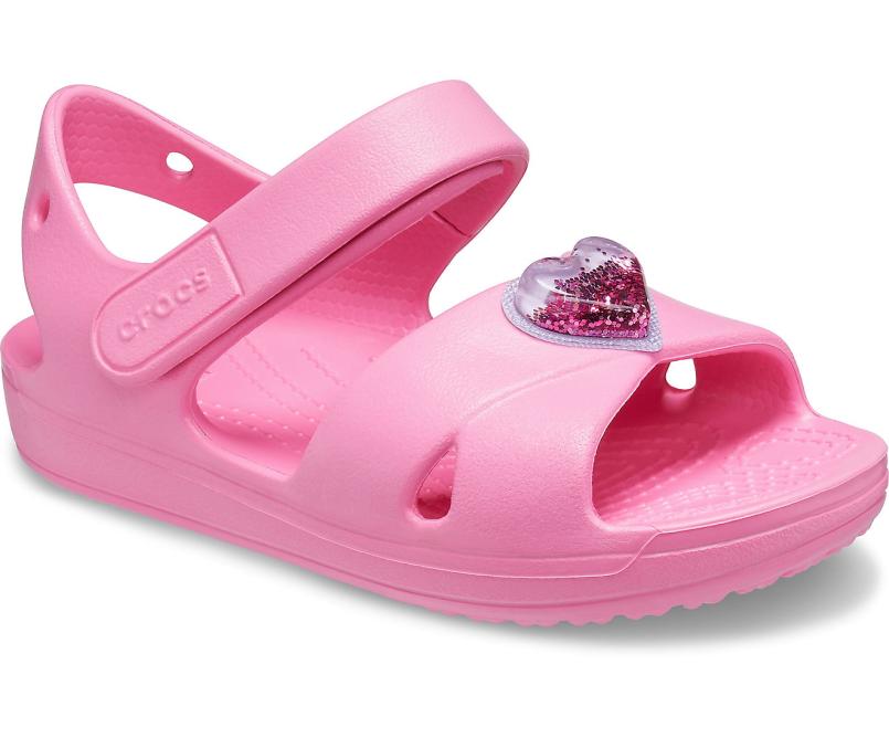 Sandals | Girls Crocs Kids&#039; Classic Cross-Strap Charm Sandal Pink Lemonade