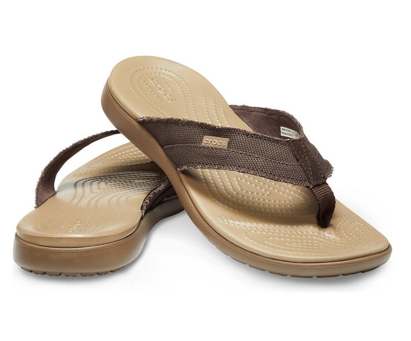 Sandals | Men Crocs Santa Cruz Canvas Flip Espresso / Khaki