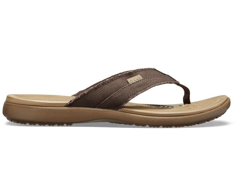 Sandals | Men Crocs Santa Cruz Canvas Flip Espresso / Khaki