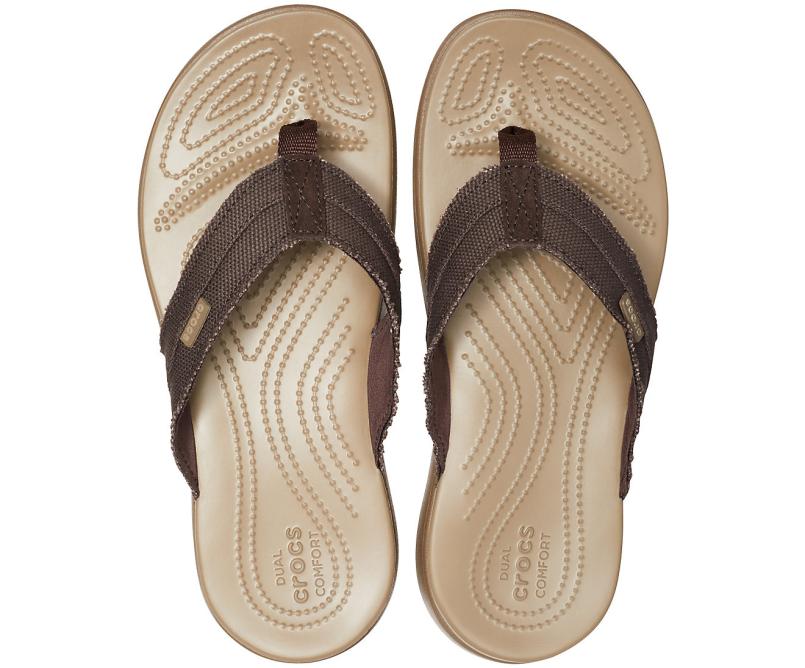 Sandals | Men Crocs Santa Cruz Canvas Flip Espresso / Khaki