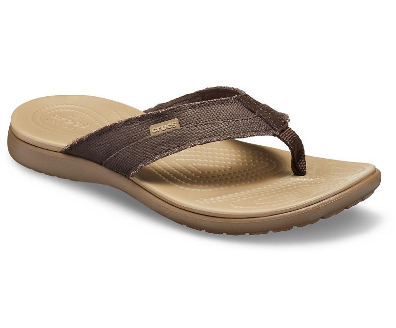 Sandals | Men Crocs Santa Cruz Canvas Flip Espresso / Khaki