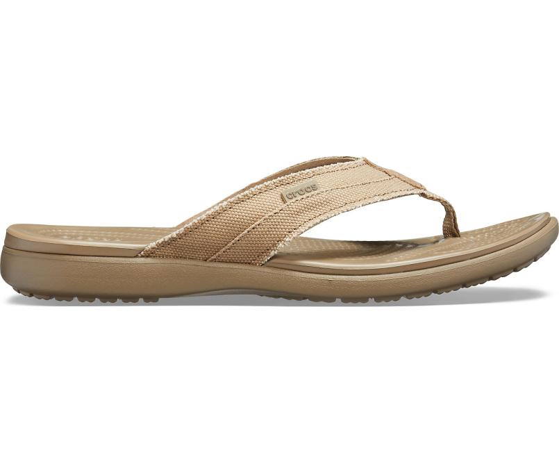 Sandals | Men Crocs Santa Cruz Canvas Flip Khaki / Walnut