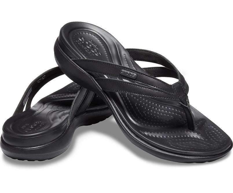 Sandals | Women Crocs Capri Basic Strappy Flip Black / Black