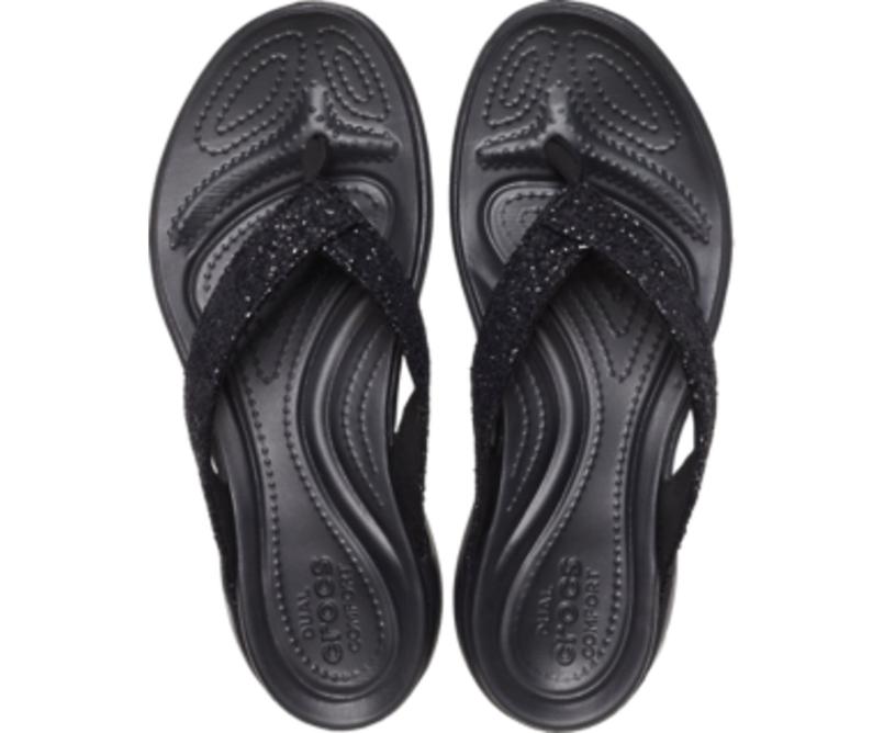 Sandals | Women Crocs Capri V Glitter Flip Black