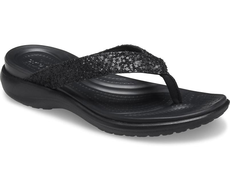 Sandals | Women Crocs Capri V Glitter Flip Black