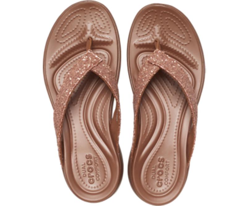 Sandals | Women Crocs Capri V Glitter Flip Bronze
