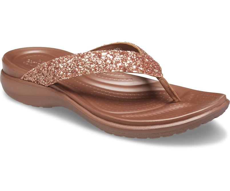 Sandals | Women Crocs Capri V Glitter Flip Bronze