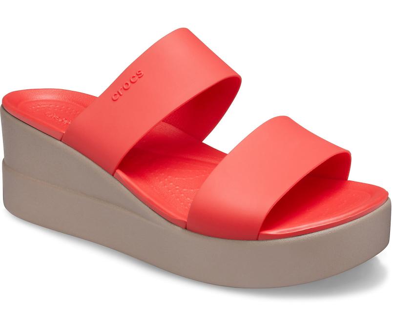 Sandals | Women Crocs Crocs Brooklyn Mid Wedge Flame / Mushroom