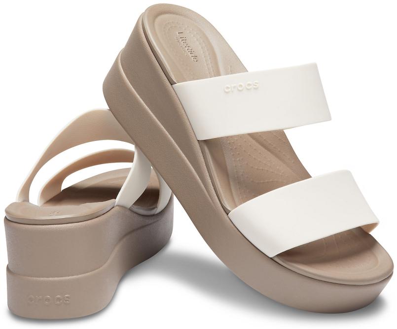 Sandals | Women Crocs Crocs Brooklyn Mid Wedge Stucco / Mushroom