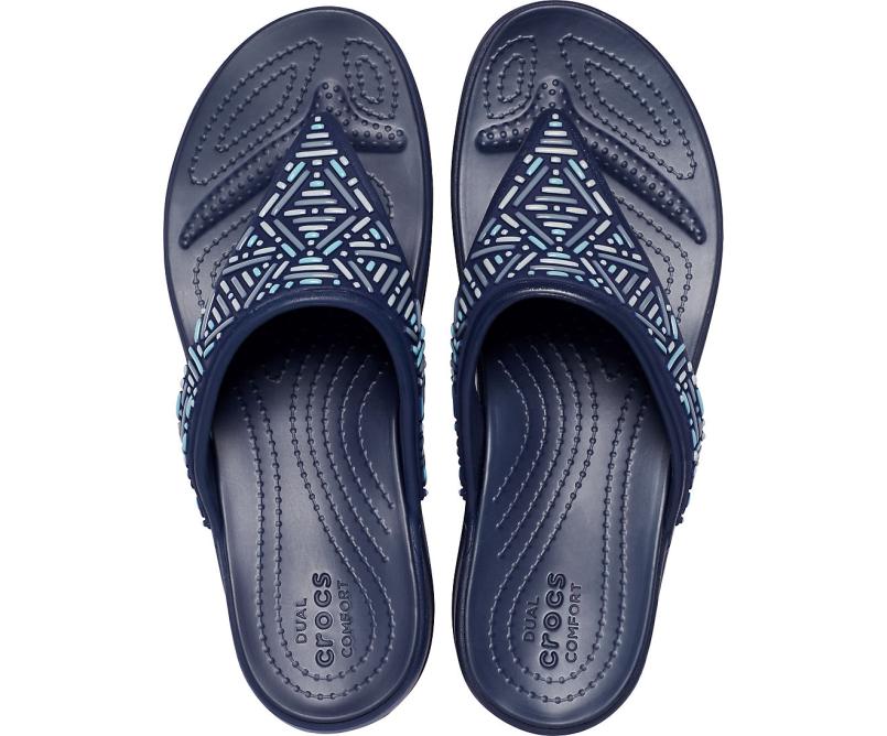 Sandals | Women Crocs Crocs Monterey Beaded Wedge Flip Navy