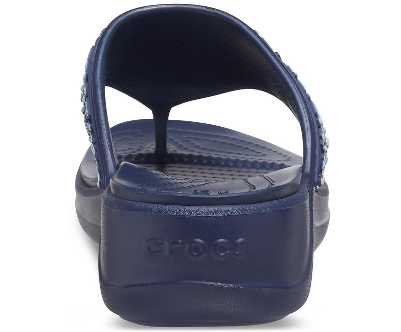 Sandals | Women Crocs Crocs Monterey Beaded Wedge Flip Navy
