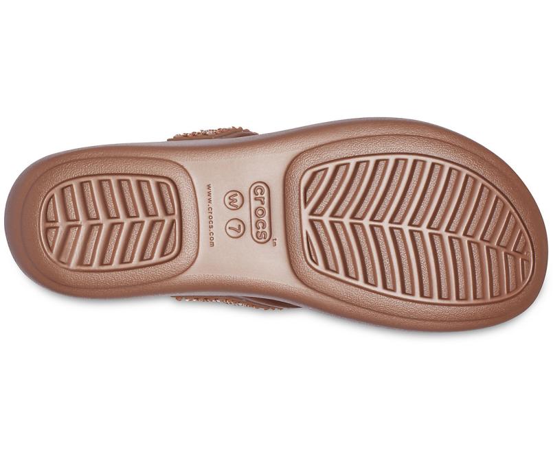 Sandals | Women Crocs Crocs Monterey Shimmer Wedge Flip Bronze