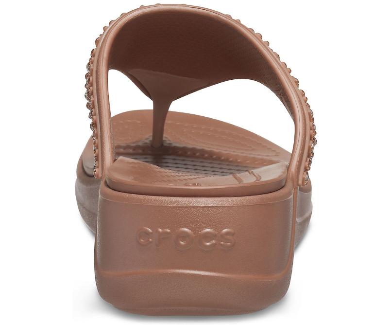 Sandals | Women Crocs Crocs Monterey Shimmer Wedge Flip Bronze