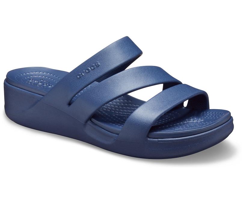 Sandals | Women Crocs Crocs Monterey Strappy Wedge Navy