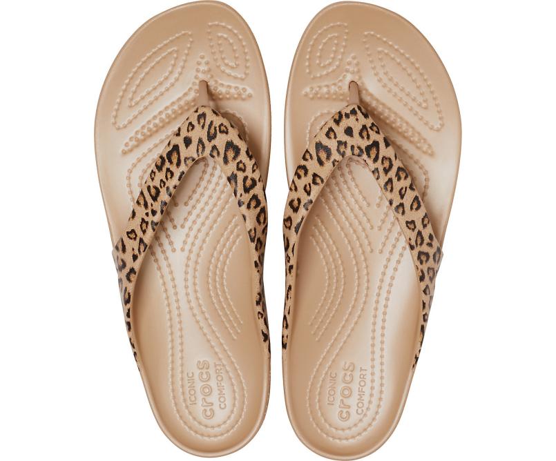 Sandals | Women Crocs Kadee II Leopard Flip Leopard / Gold