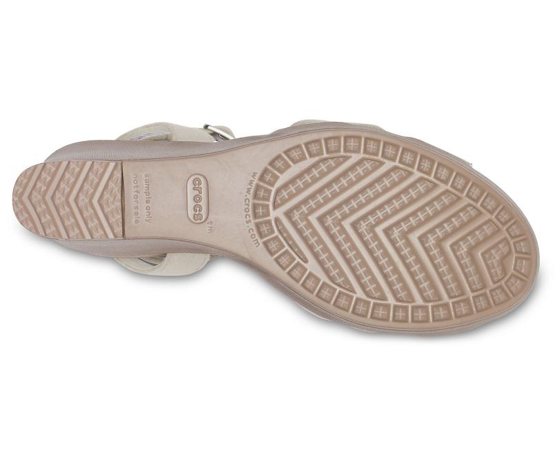 Wedges | Women Crocs Leigh II Cross-Strap Ankle Wedge Oat / Mushroom